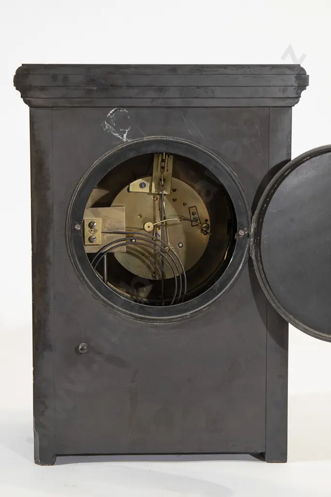 Vict Black Slate Aesthetic Mantel Clock Image 1++