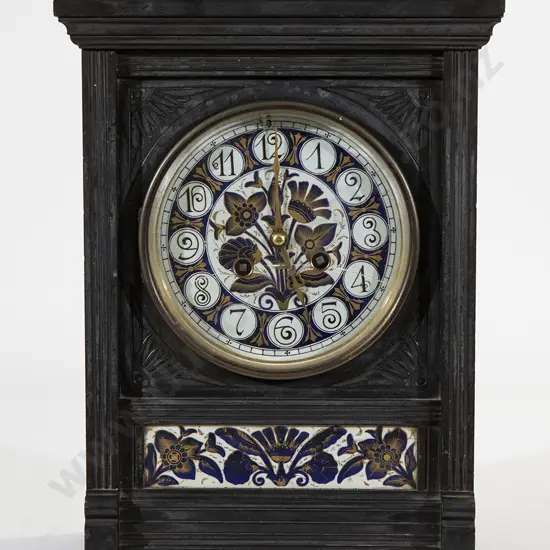 Vict Black Slate Aesthetic Mantel Clock