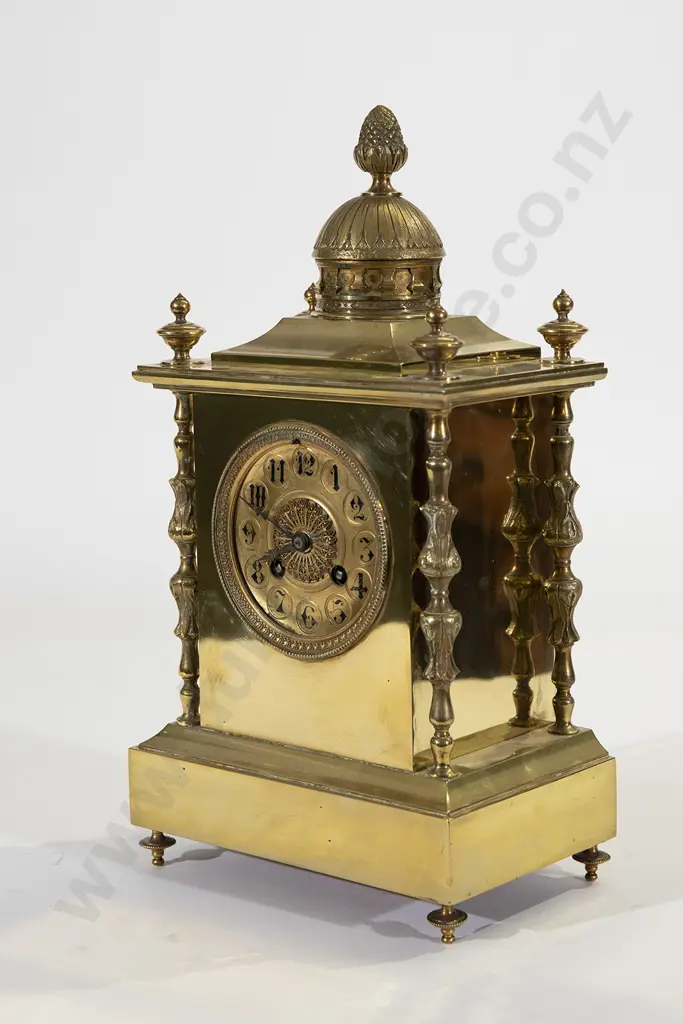 Mid Victorian All Gilt Metal Mantel Clock Image 1++