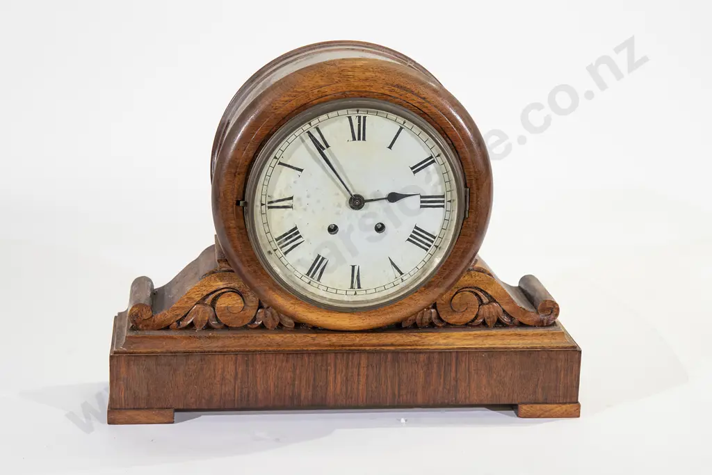 Victorian Walnut Drum Head Mantel Clock Image 1++