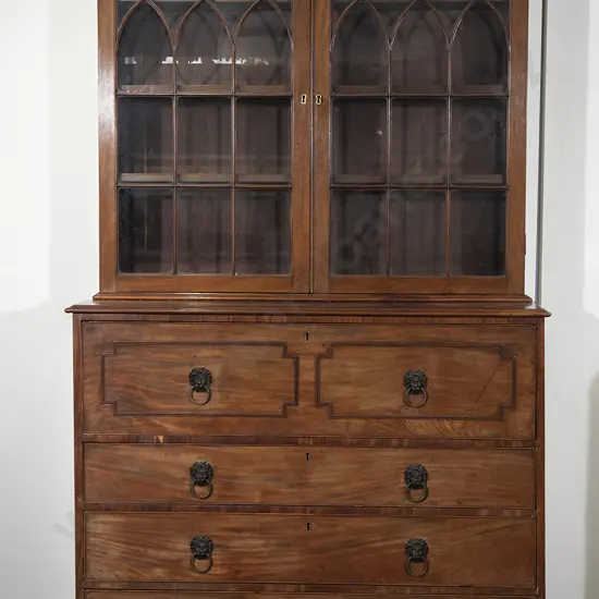 Geo III Mahogany Secretaire Bookcase