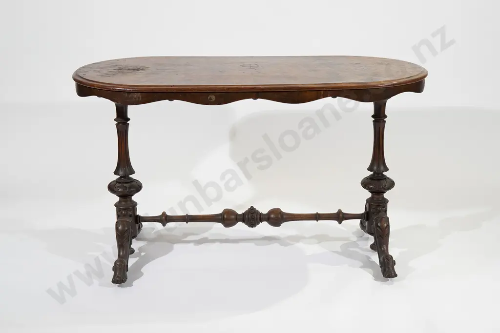 Victorian Burr Walnut Oval Centre Table Image 1++
