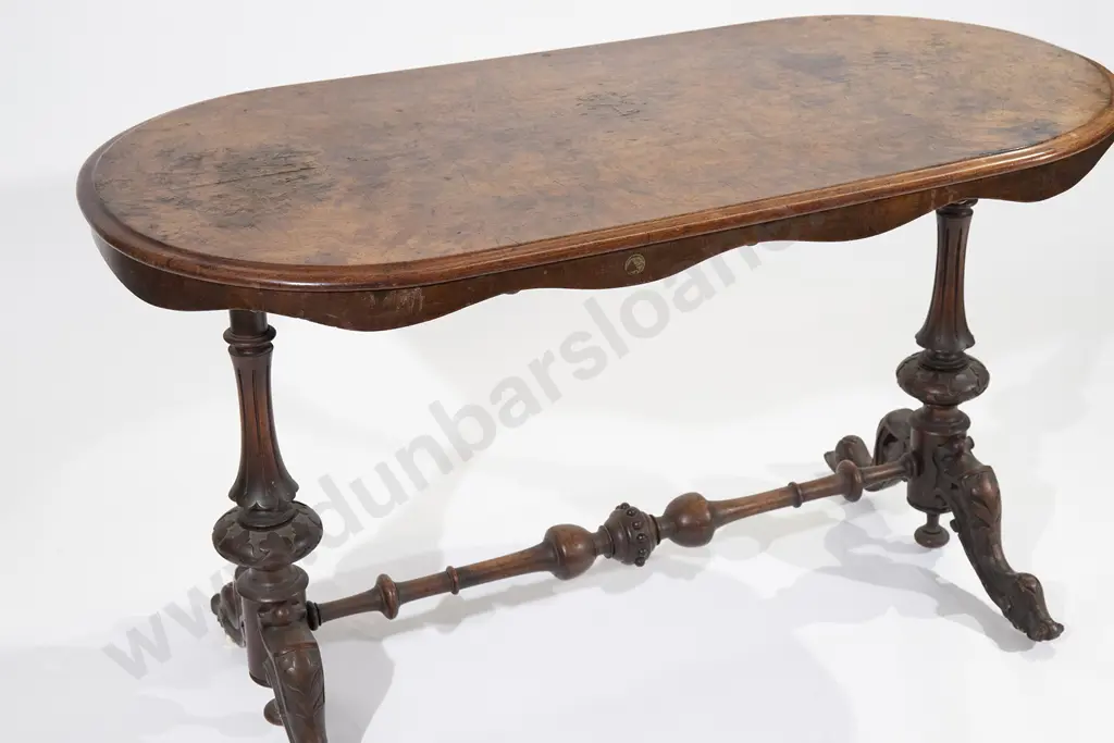 Victorian Burr Walnut Oval Centre Table Image 1++