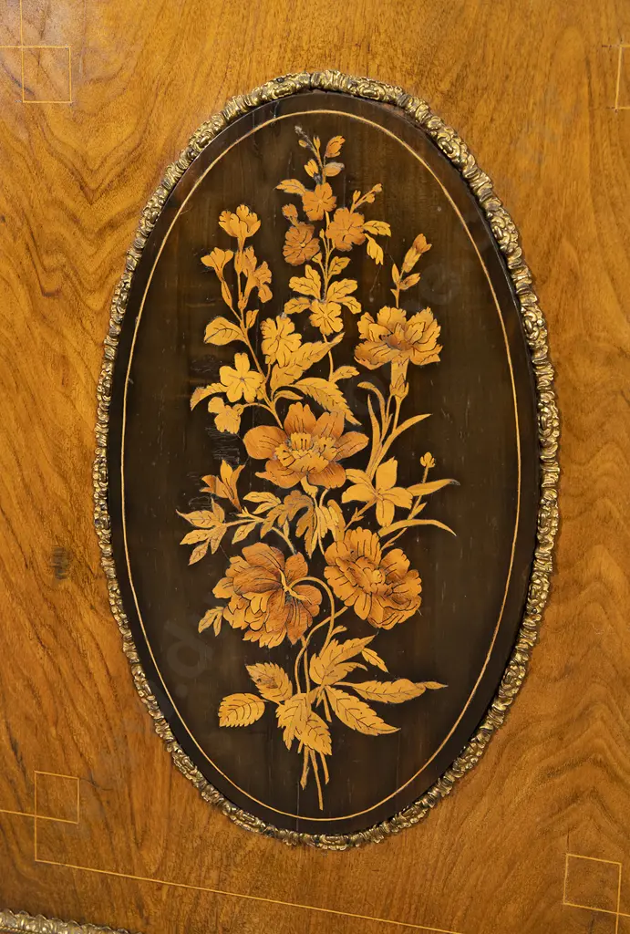 Victorian Walnut & Marquetry Credenza Image 1++