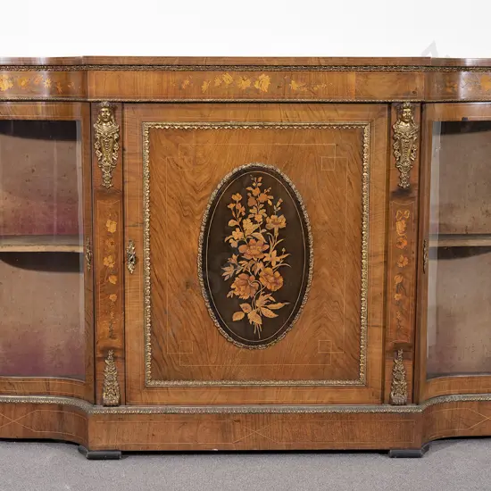 Victorian Walnut & Marquetry Credenza