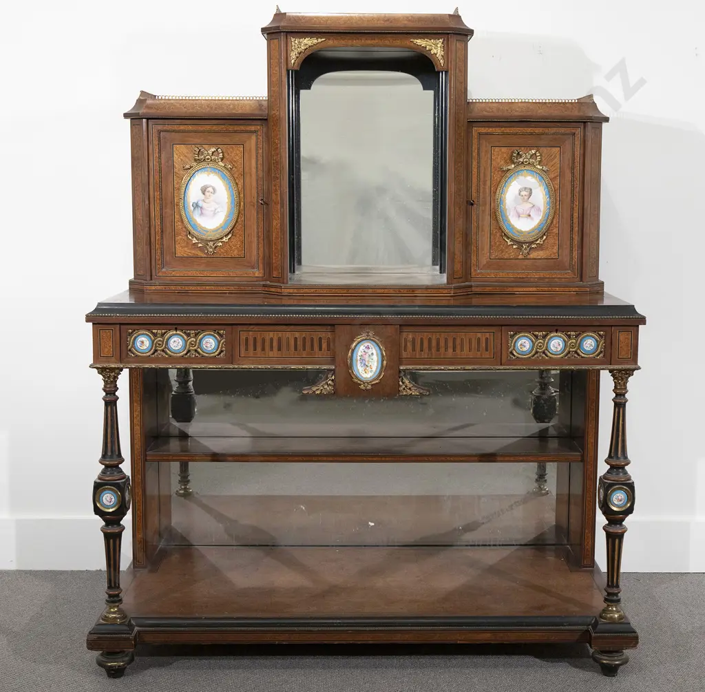 C19th French Amboyna and Sèvres Porcelain Bonheur du Jour Image 1++