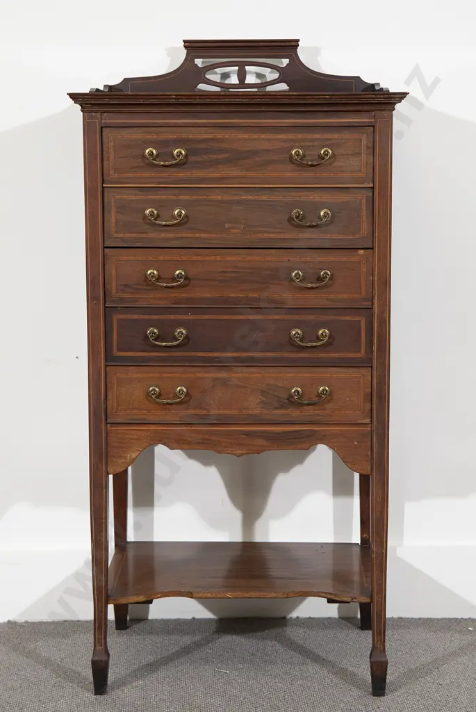 Edwardian Mahogany Sheraton Revival Music Cabinet Image 1++