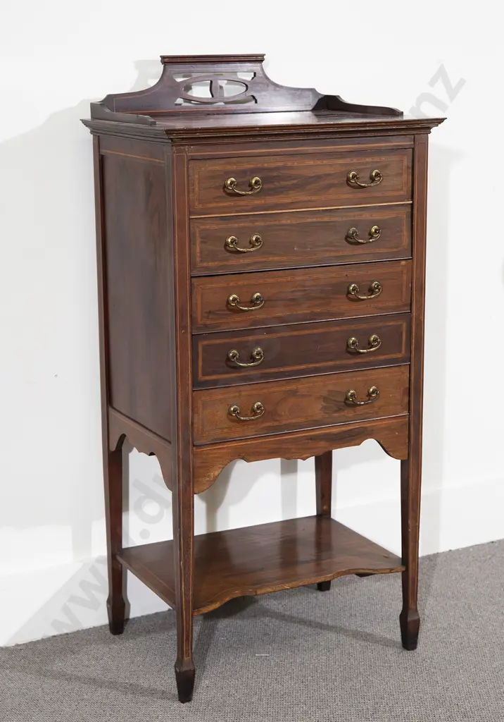 Edwardian Mahogany Sheraton Revival Music Cabinet Image 1++