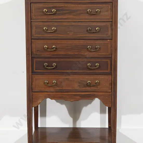 Edwardian Mahogany Sheraton Revival Music Cabinet