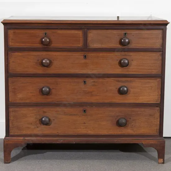 Geo III Mahogany and Inlaid Flat Front Chest