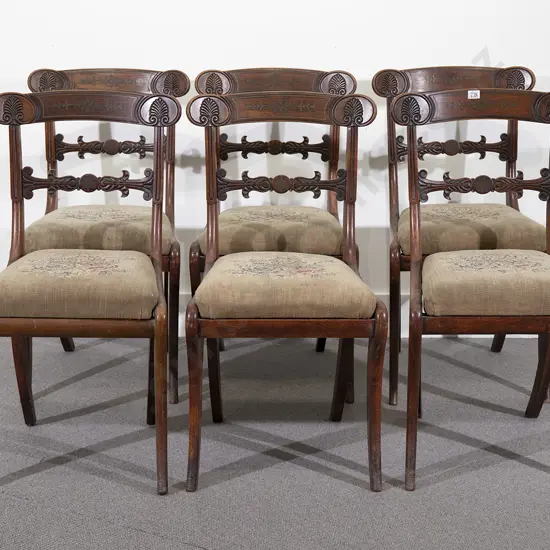 Set Six Regency Rosewood Dining Chairs