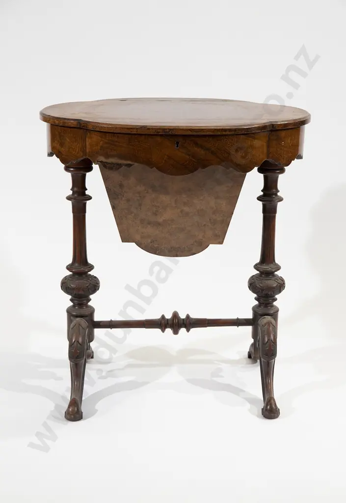 Victorian Burr Walnut Sewing Table Image 1++