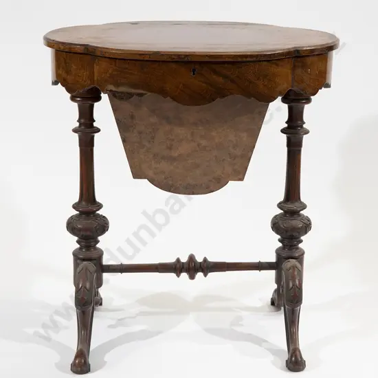 Victorian Burr Walnut Sewing Table