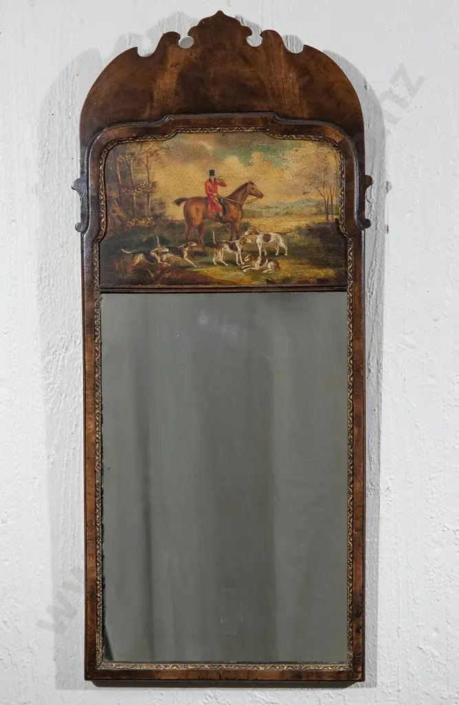 C19th Walnut Fretwork Wall Mirror Image 1++