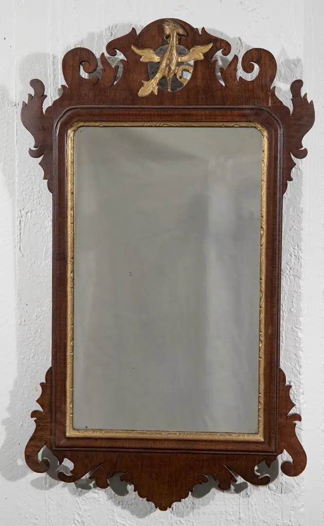 Geo III Mahogany Fretwork Wall Mirror Image 1++