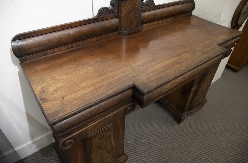 WM IV Mahogany Breakfront Pedestal Sideboard Image 1++