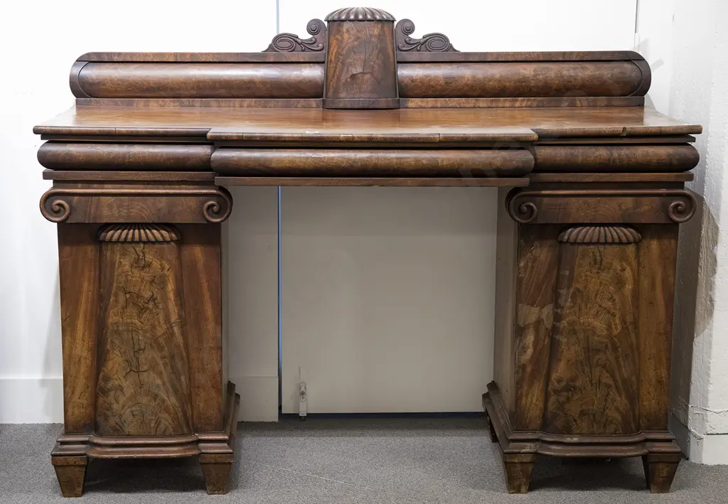 WM IV Mahogany Breakfront Pedestal Sideboard Image 1++