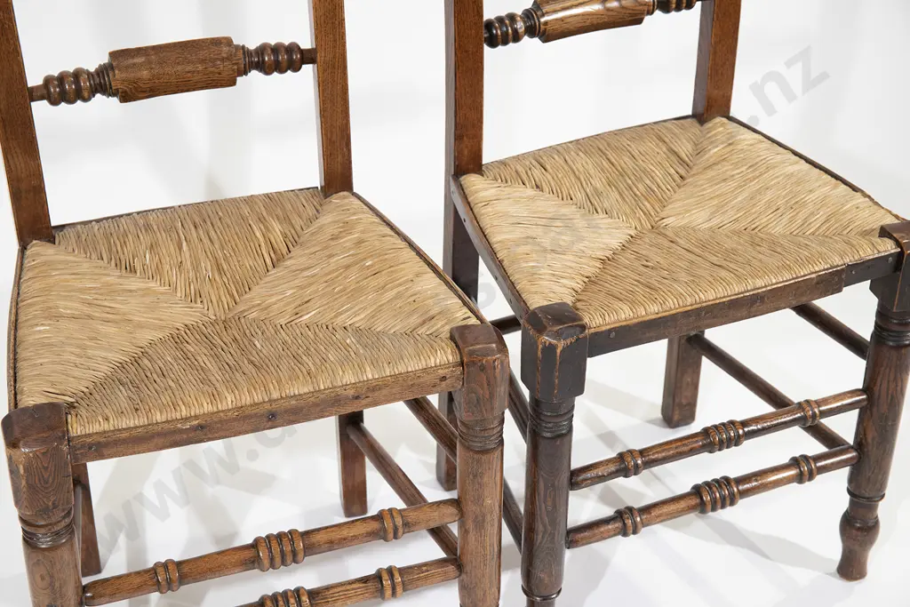 Pair Geo III Oak & Elm Country Kitchen Chairs Image 1++