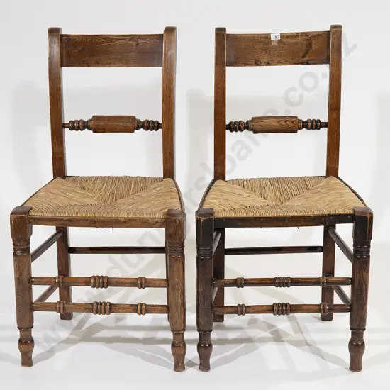 Pair Geo III Oak & Elm Country Kitchen Chairs