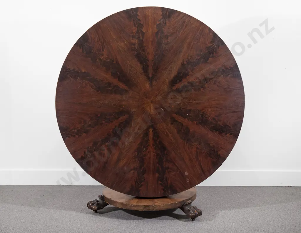 WM IV Flame Veneered Mahogany Circular Tilt Top Breakfast Table Image 1++