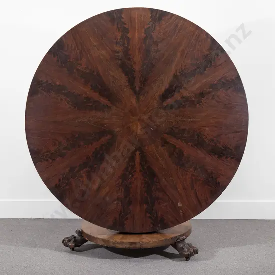 WM IV Flame Veneered Mahogany Circular Tilt Top Breakfast Table