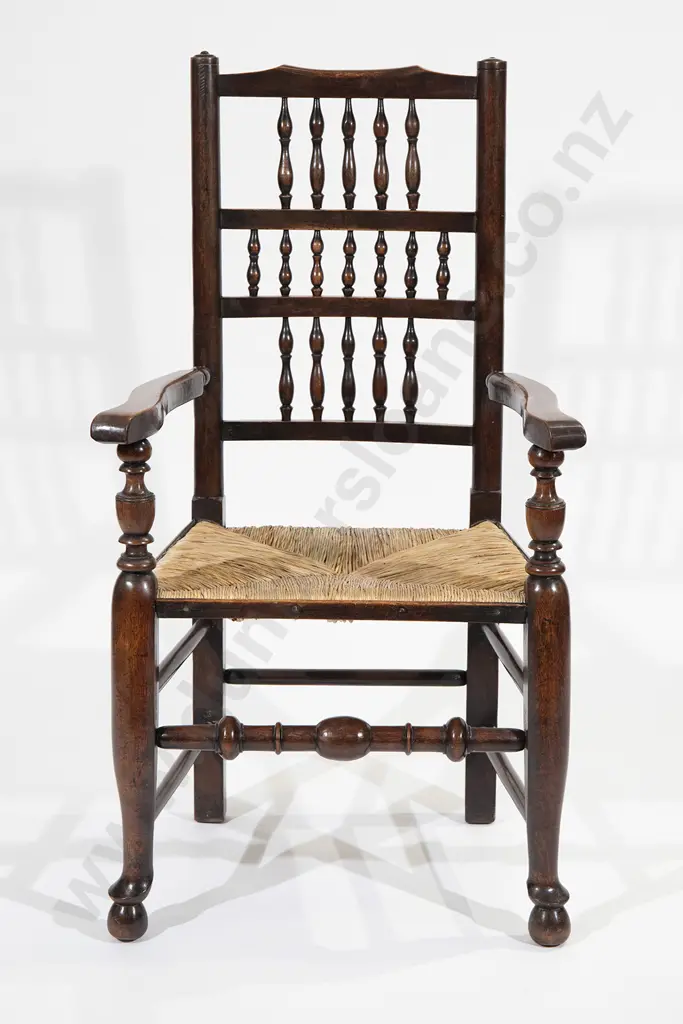 C19th Mahogany Lancashire Open Elbow Chair Image 1++