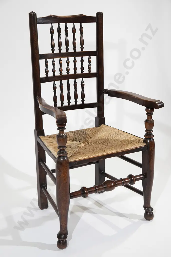 C19th Mahogany Lancashire Open Elbow Chair Image 1++