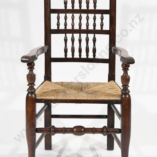 C19th Mahogany Lancashire Open Elbow Chair