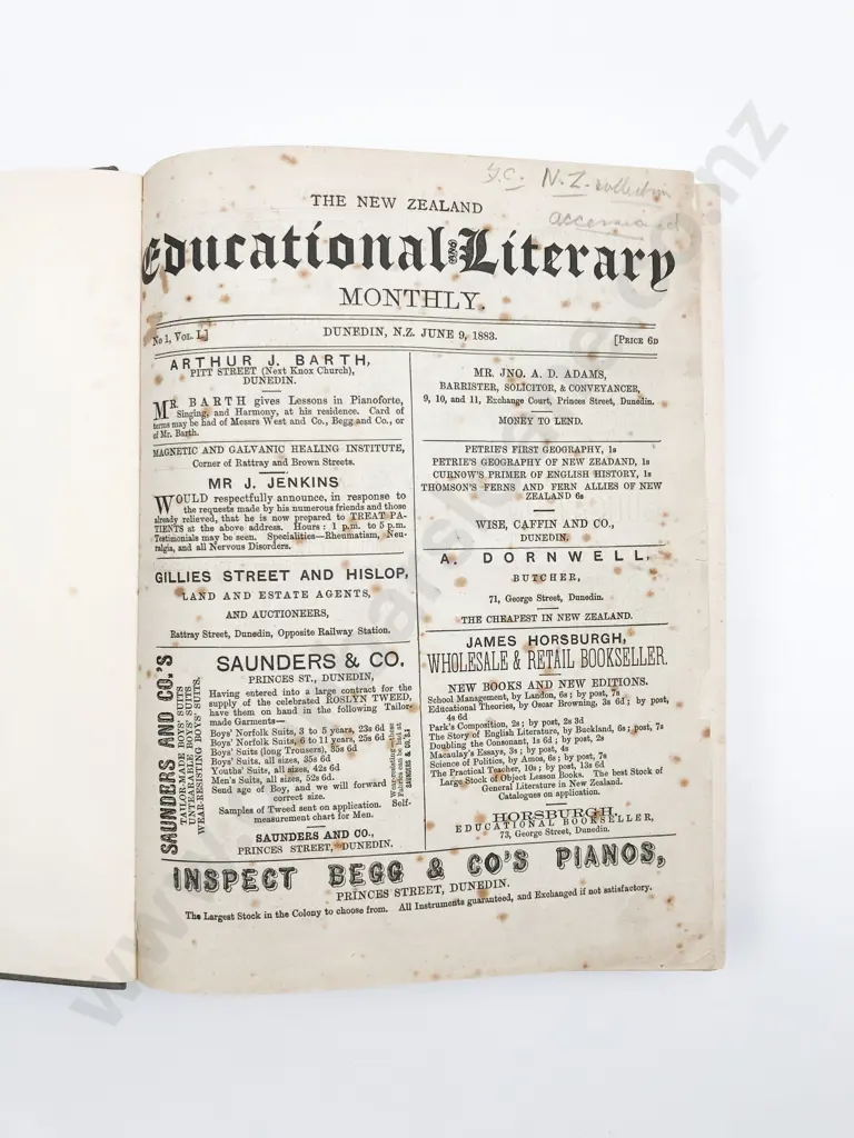 (-) New Zealand Educational & Literary Monthly Vols I & 2, 1883-1885 Image 1++