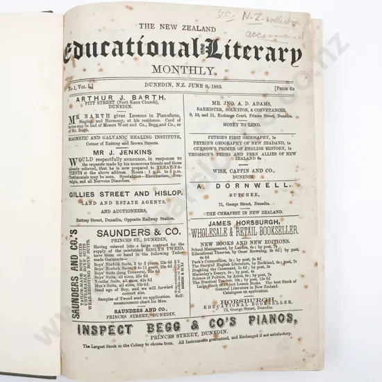 (-) New Zealand Educational & Literary Monthly Vols I & 2, 1883-1885