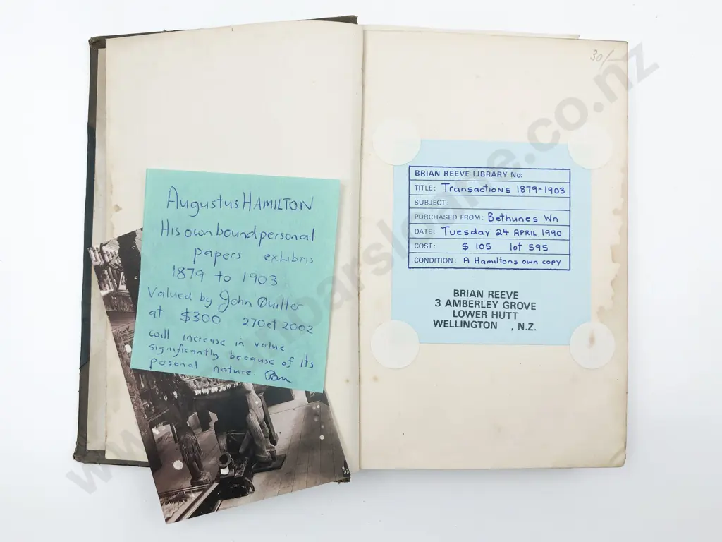 Augustus Hamiltons Personal Bound Volume Of Transactions Of The New Zealand Institute 1879-1903 Image 1++