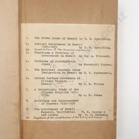 Collection Of Eleven Bound University Of Hawaii Papers 1923-35