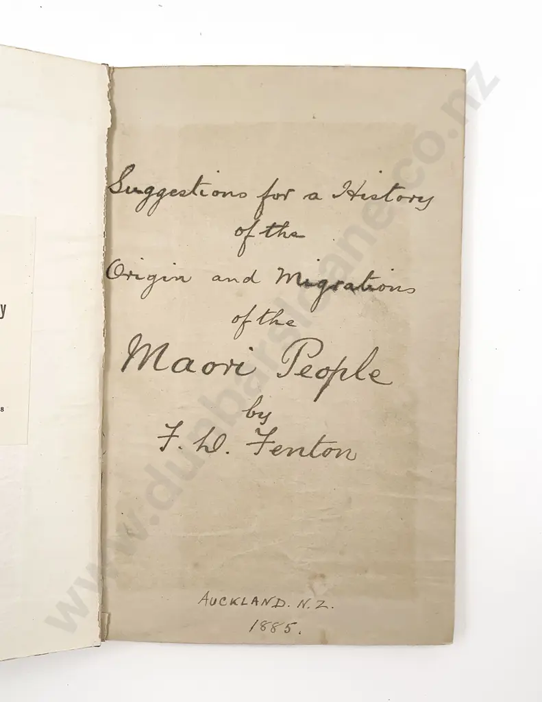 Fenton Francis Dart - Suggestions For A History of the Origin And Migrations of the Maori People Image 1++