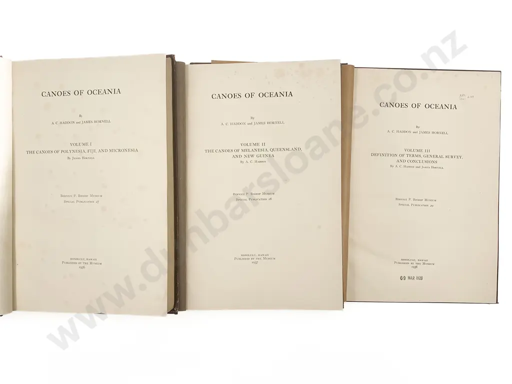 Haddon A C & Hornell J - Canoes Of Oceania (3 Volumes) Image 1++