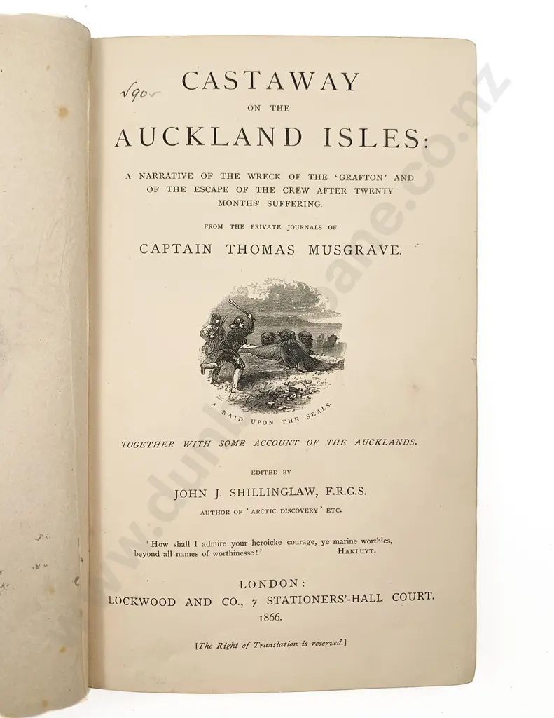Musgrave Captain Thomas - Castaway On The Auckland Isles Image 1++
