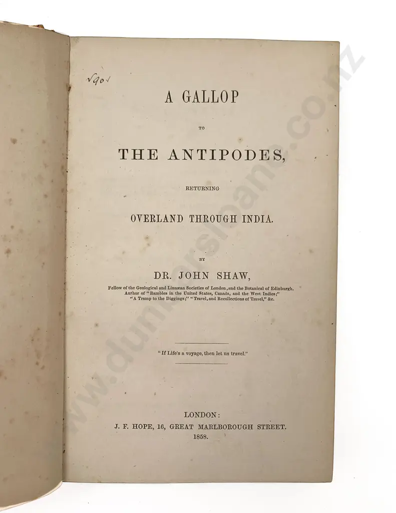 Shaw Dr John - A Gallop to The ntipodes Image 1++