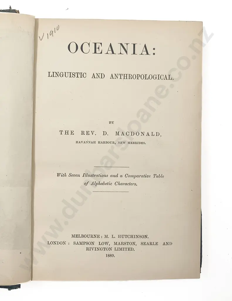 Macdonald The Rev D - Oceania Linguistic And Anthropological Image 1++