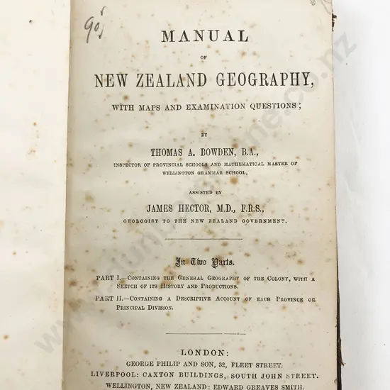 Bowden Thomas & Hector James - Manual Of New Zealand Geography