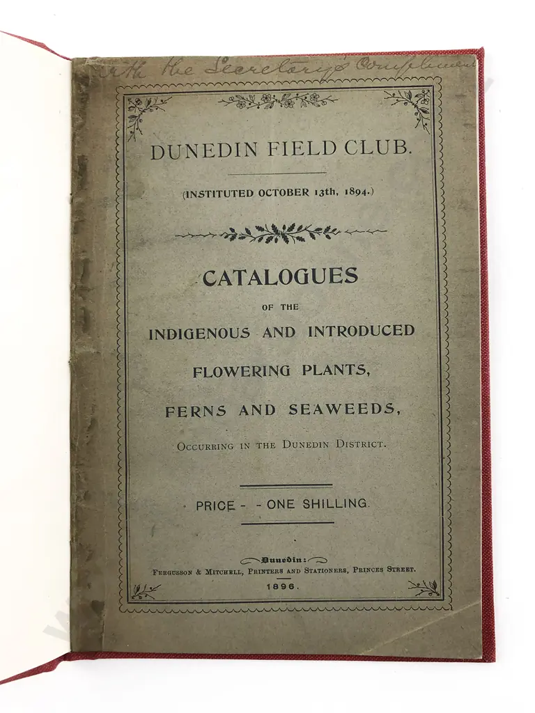 Dunedin Filed Catalogues of the Indigenous And Introduced Flowering Plants Image 1++