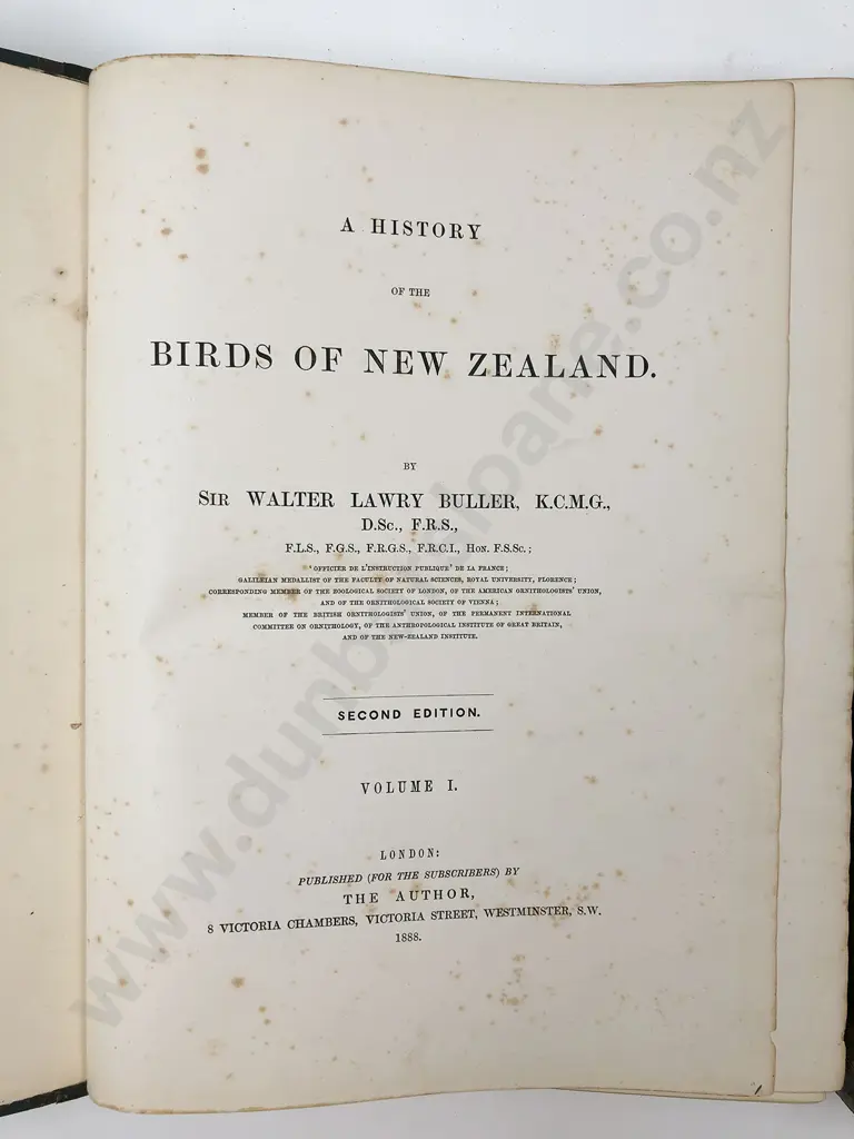 Buller Sir Walter - A History of the Birds Of New Zealand (2 Volumes 1888) Image 1++