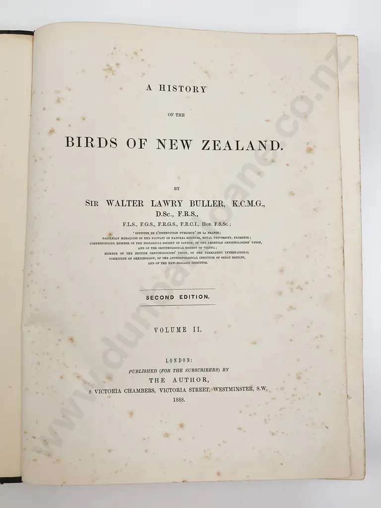 Buller Sir Walter - A History of the Birds Of New Zealand (2 Volumes 1888) Image 1++