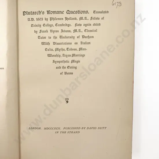Holland Philemon (Trans) Plutarch's Romane Questions