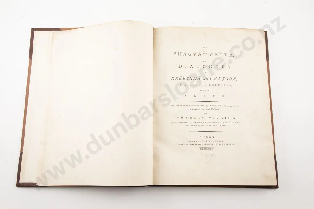 Wilkins Charles - The Bhagvat-Geeta or Dialogues of Kreeshan and Arjoon Image 1++