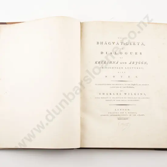 Wilkins Charles - The Bhagvat-Geeta or Dialogues of Kreeshan and Arjoon