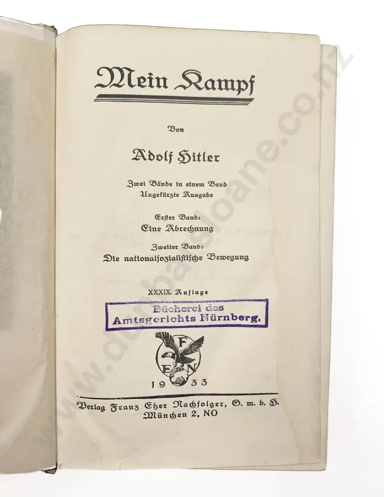 Hitler, Adolf, Mein Kampf, 1935 (From The Nuremberg Magistrates Library) Image 1++