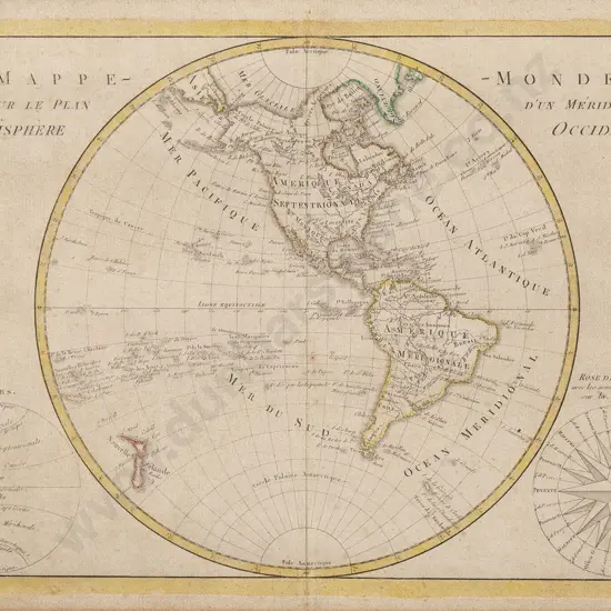 Bonne (after) Mappe Monde Sur Le Plan D'Un Meridien Hemisphere Occidental