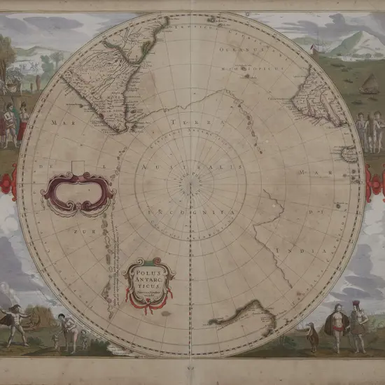 Rare Henricus Hondius Map, Polus Antarcticus c1641