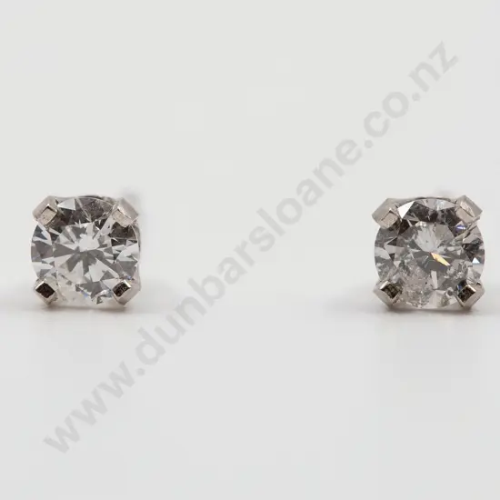 Pair 14ct White Gold Single Diamond Stud Earrings