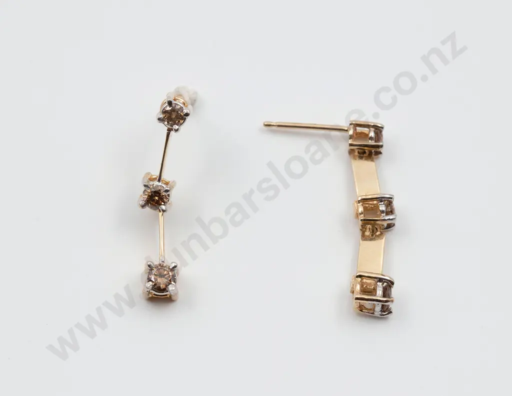Pair 10ct Fancy Diamond Drop Earrings Image 1++