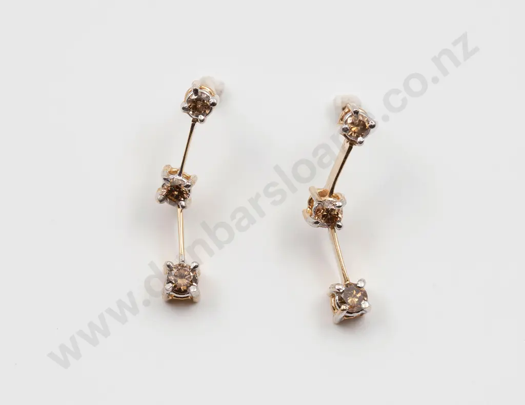 Pair 10ct Fancy Diamond Drop Earrings Image 1++